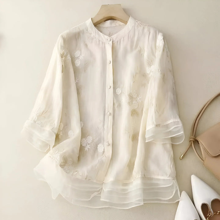 VIRGINIA | COTTON TOP WITH EMBROIDERED FLOWERS