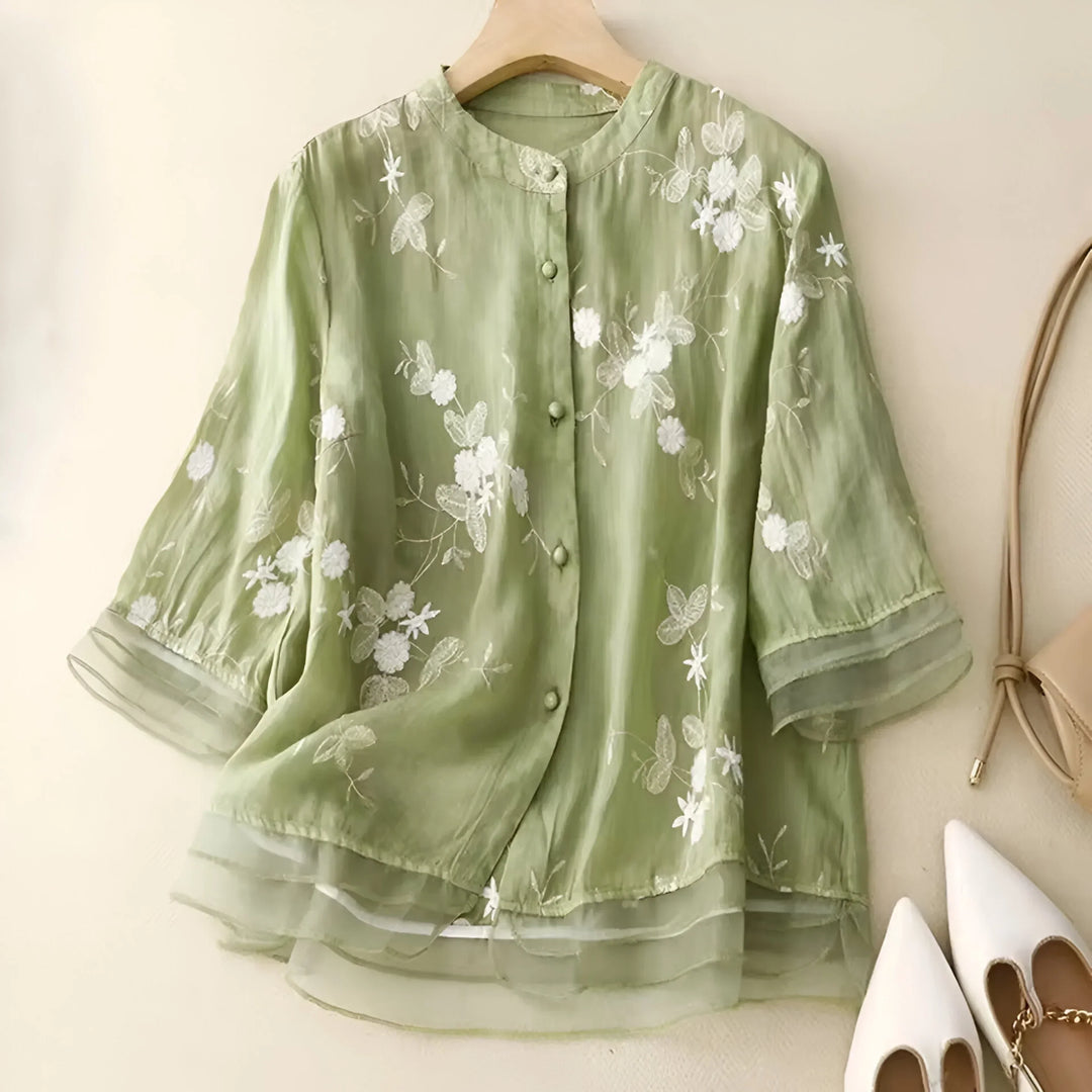 VIRGINIA | COTTON TOP WITH EMBROIDERED FLOWERS