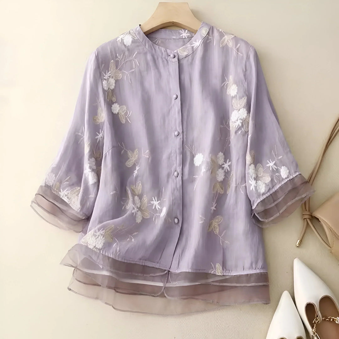 VIRGINIA | COTTON TOP WITH EMBROIDERED FLOWERS