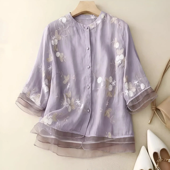 VIRGINIA | COTTON TOP WITH EMBROIDERED FLOWERS